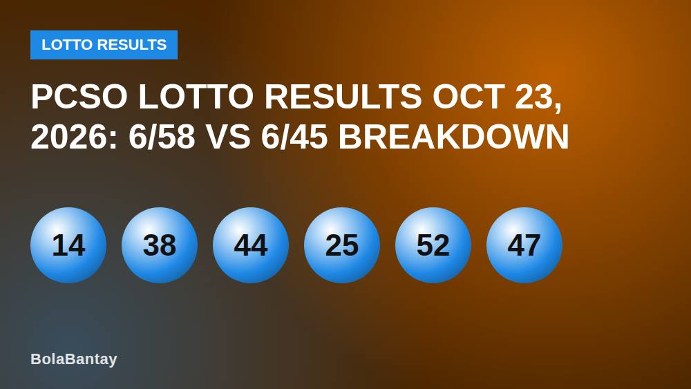 PCSO Lotto Results Oct 23, 2026: 6/58 vs 6/45 Breakdown